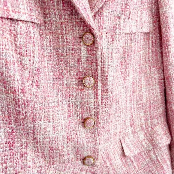 Royal Regency Empress Donna Handmade Pink Tweed Blazer Jacket - Picture 4 of 9